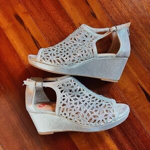 Elegant Silver Wedge Sandals